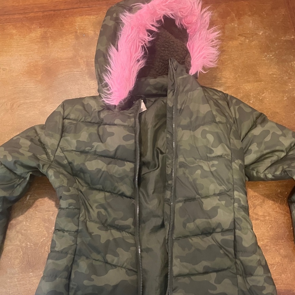 Arizona Jean Company Camo Puffer Jacket with Pink Hood